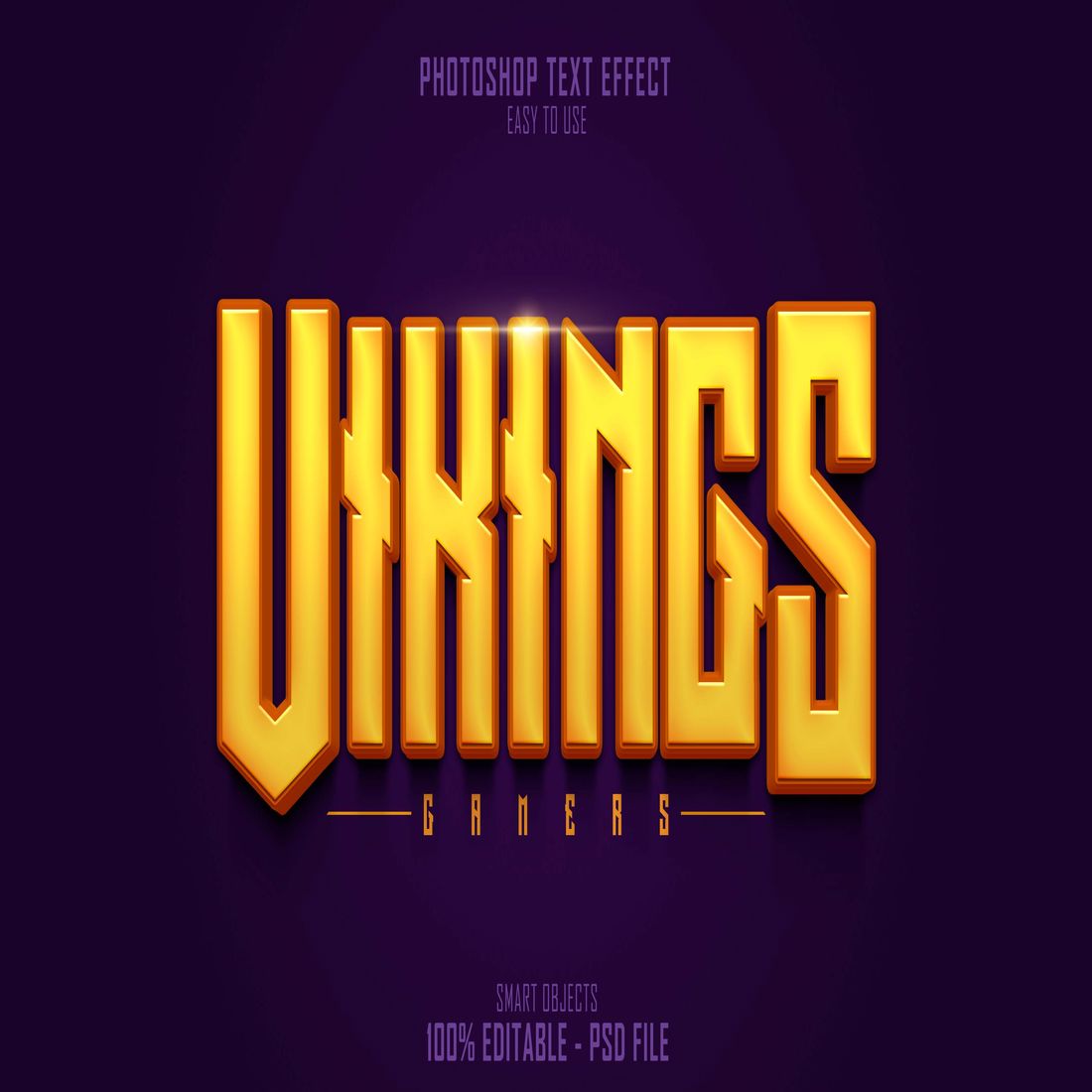 3D - Vikings - Gaming - Fully Editable Text - PSD File preview image.