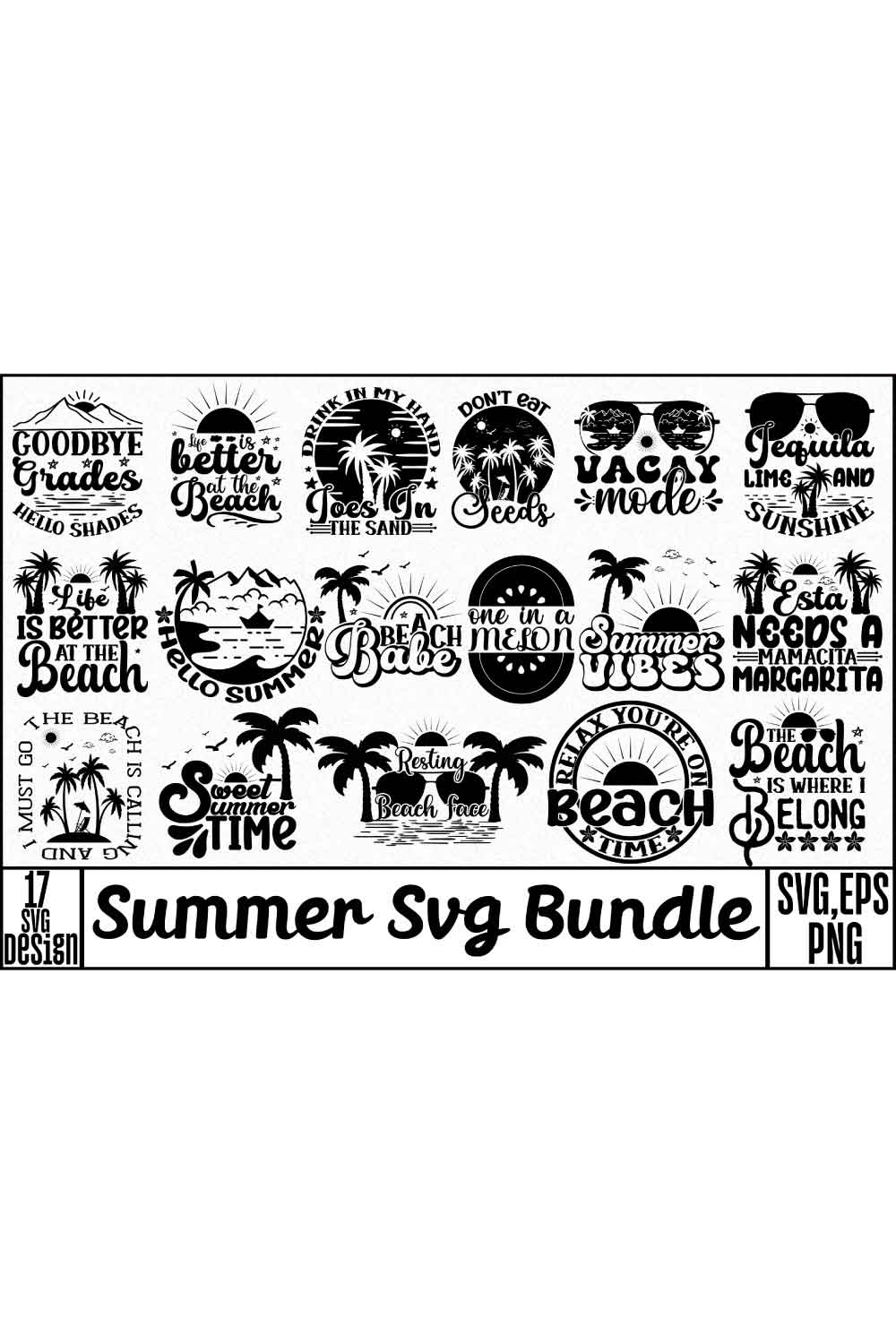 Summer Svg Bundle pinterest preview image.