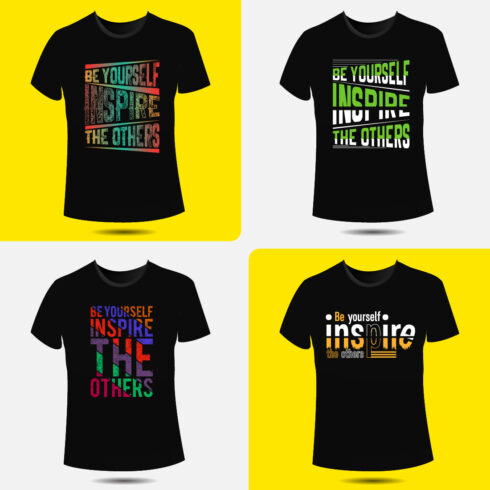 Typography t-shirt design motivational quotes, 4 Design Bundle cover image.