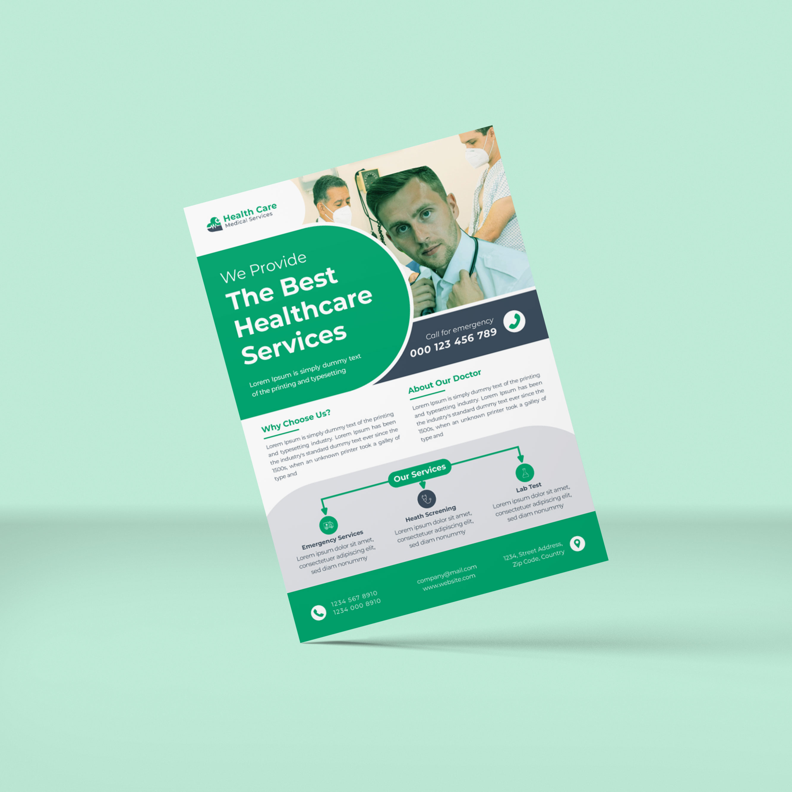 Medical and Healthcare Flyer Template preview image.