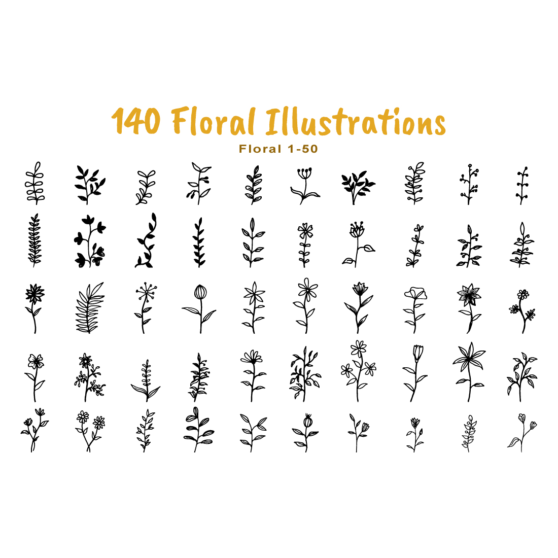 200 Hand Drawn Floral Wreaths Laurels preview image.