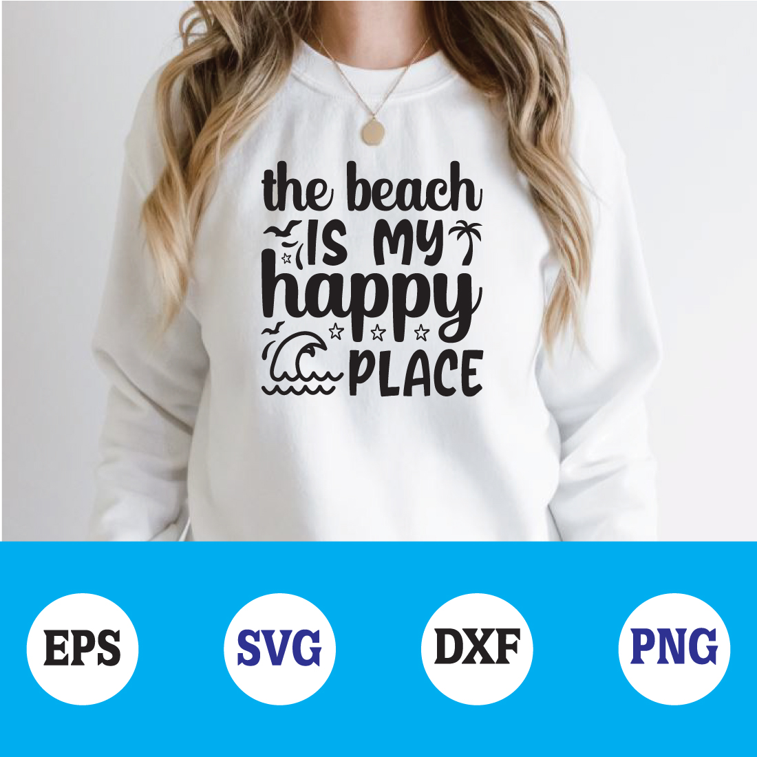 the beach is my happy place svg cover image.