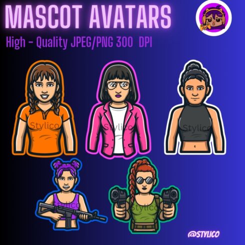 Cute Girls gaming mascot Avatar Design bundle cover image.