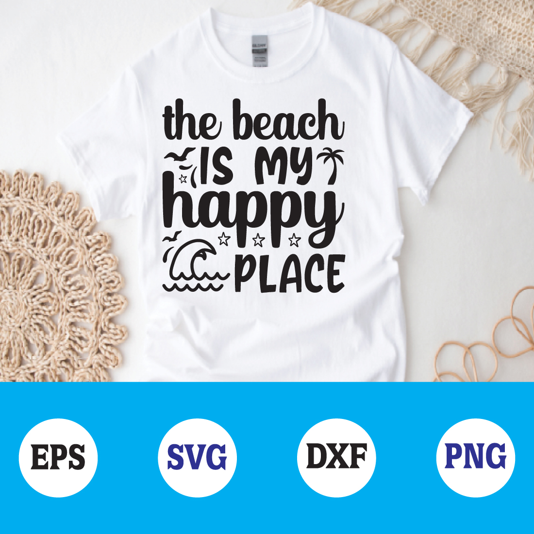 the beach is my happy place svg preview image.