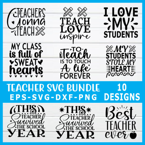 Teacher svg bundle cover image.