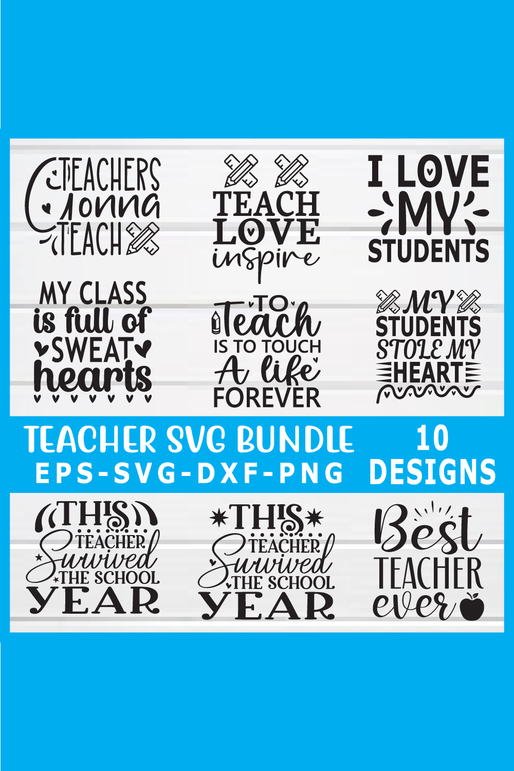 Teacher svg bundle pinterest preview image.