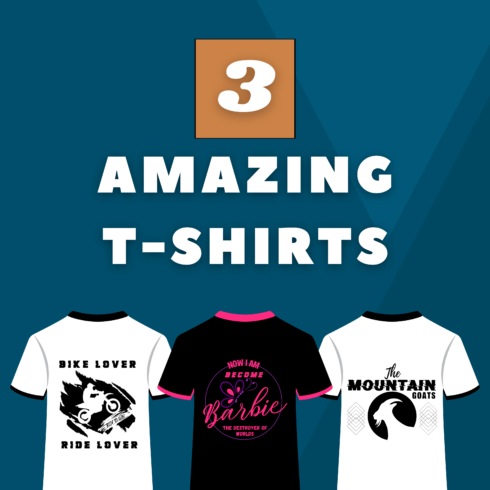 3 Amazing T-Shirts Designs cover image.