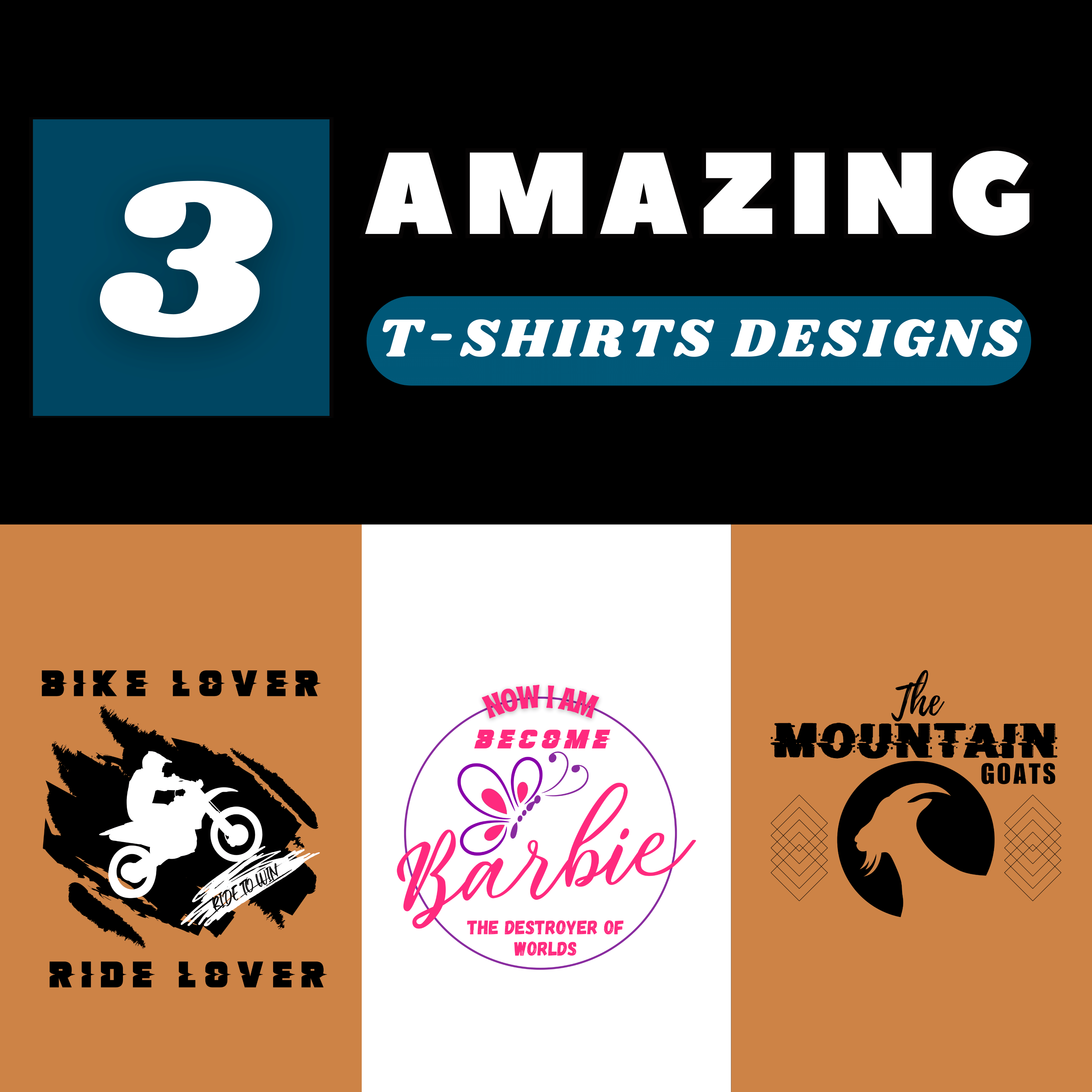 3 Amazing T-Shirts Designs preview image.