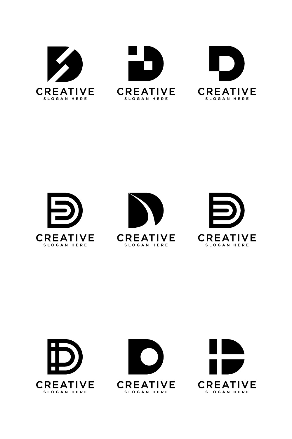 set of initials D logo vector design template pinterest preview image.
