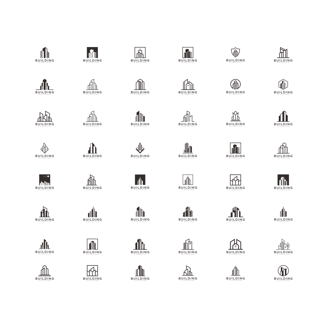 set of building logo vector design preview image.