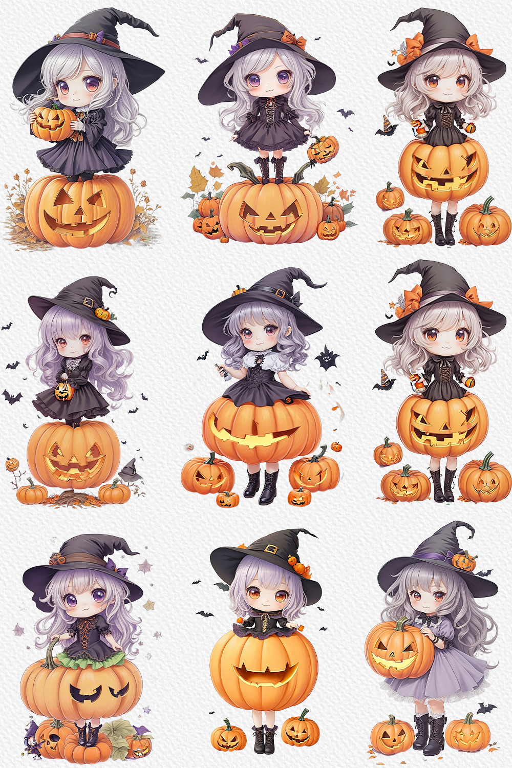 Cute Girl Halloween Watercolor Clipart pinterest preview image.