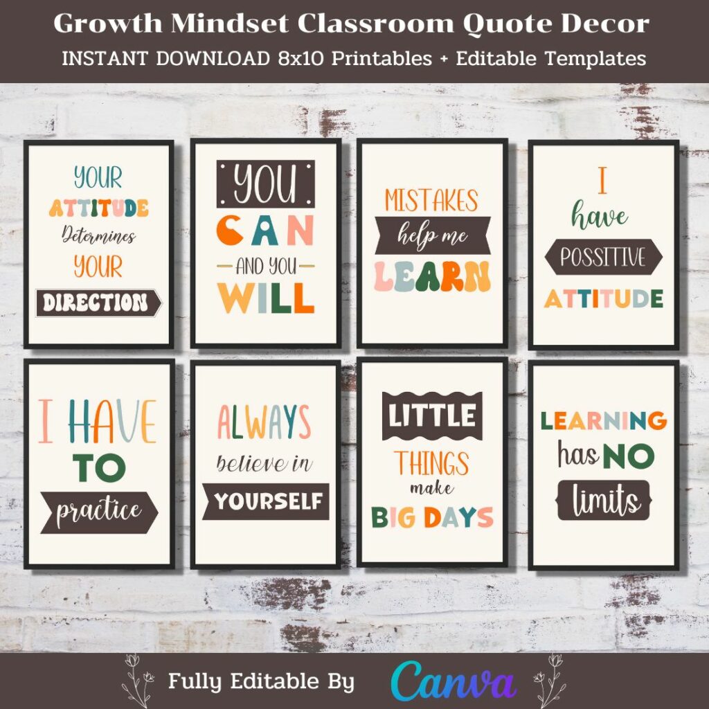 Editable Growth Mindset Classroom Decor - MasterBundles