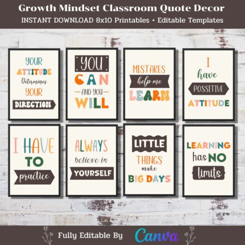 Editable Growth Mindset Classroom Decor cover image.