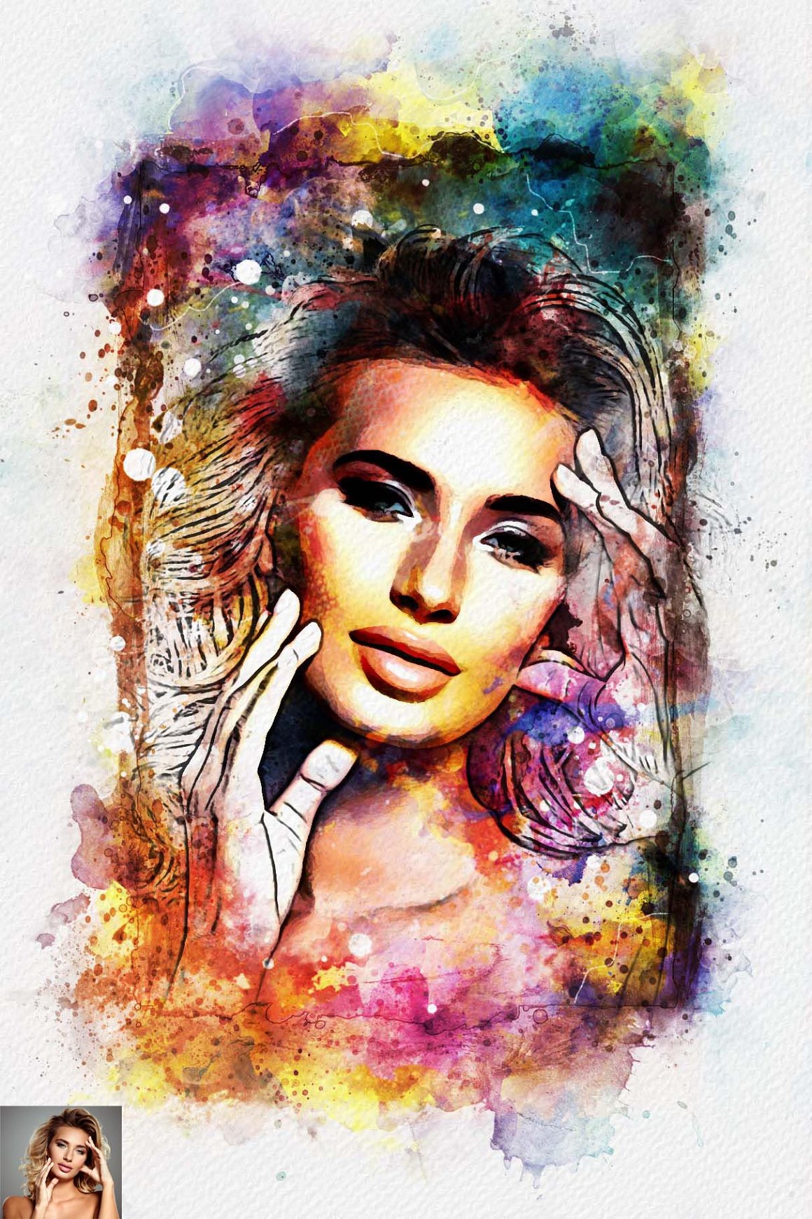 Watercolor Canvas Art Photo Effect Design Cuts, 40% OFF