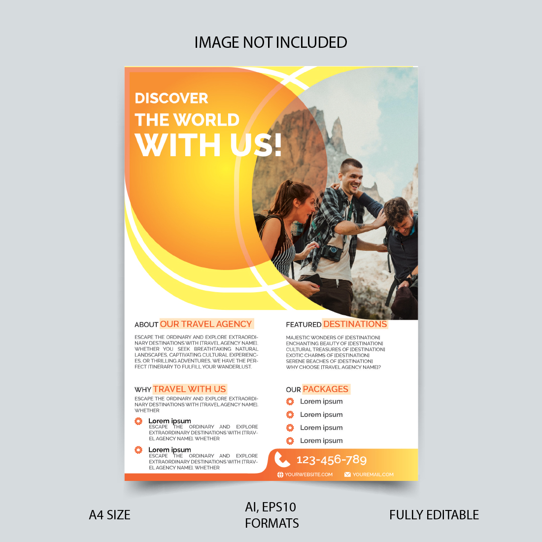 Travel flyer design templates preview image.