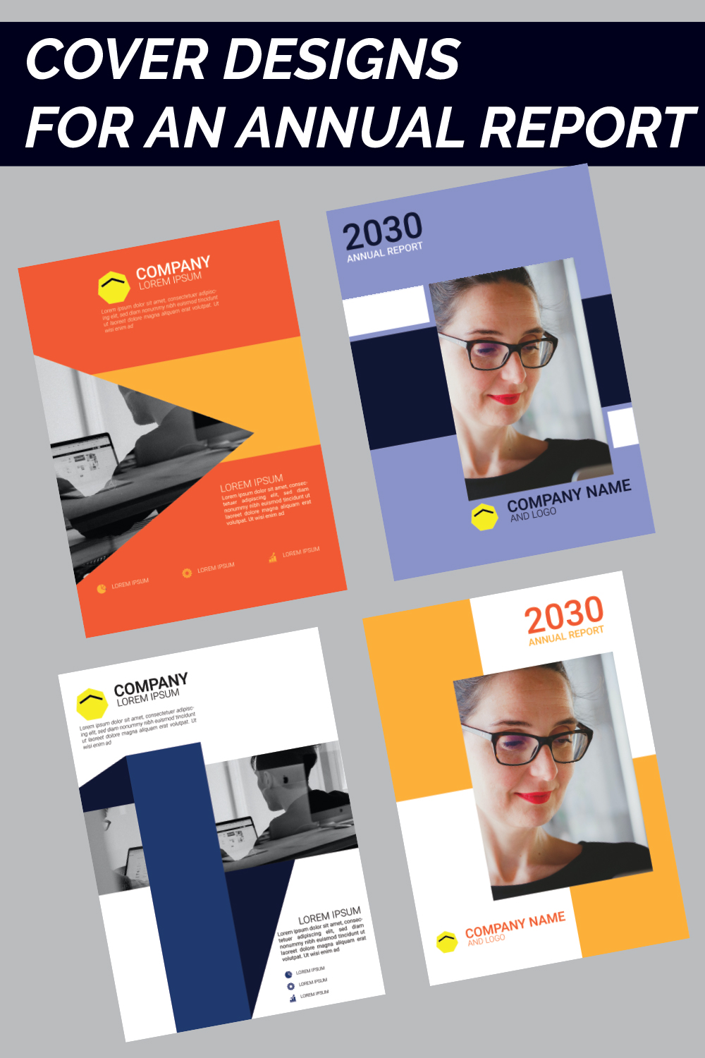 Cover design for an annual report, business magazine vector templates pinterest preview image.