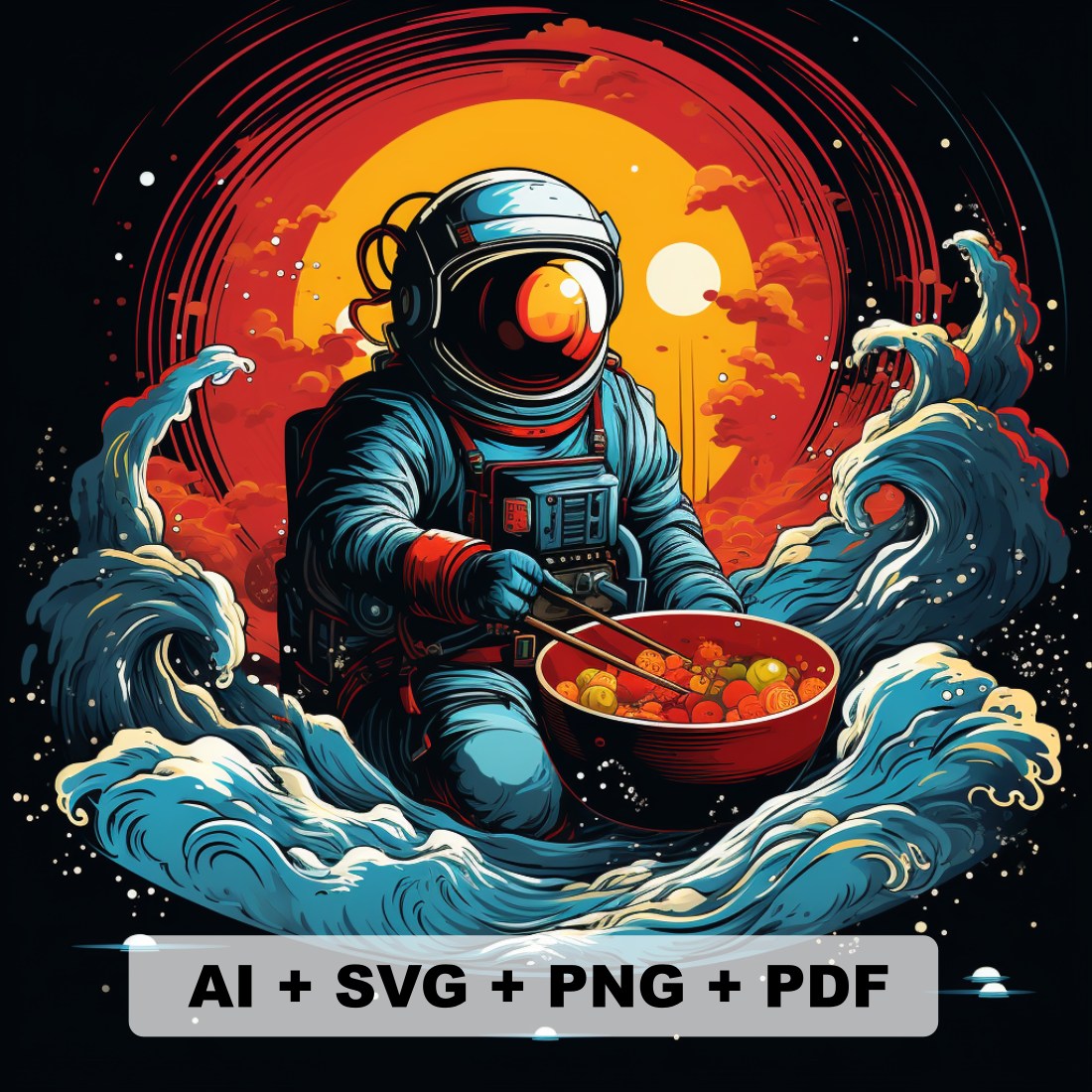 Galactic Delights: Explore Space and Flavor with our T-Shirt Astronaut Eat Ramen pinterest preview image.