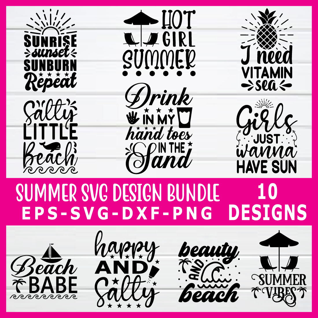 Summer svg design bundle preview image.