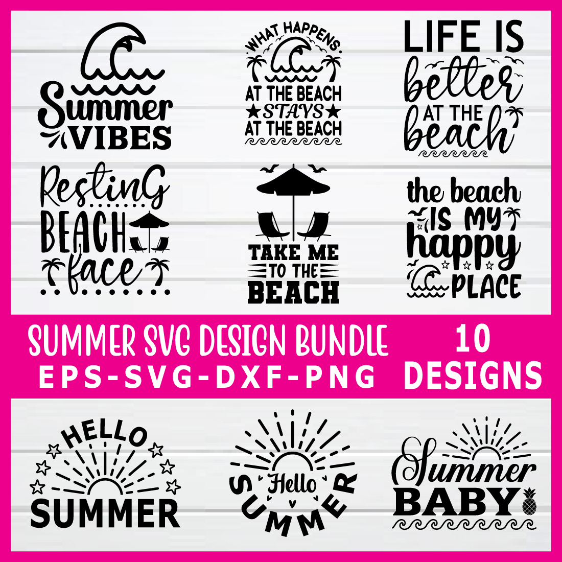 Summer svg design bundle preview image.