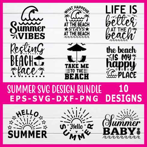 Summer svg design bundle cover image.