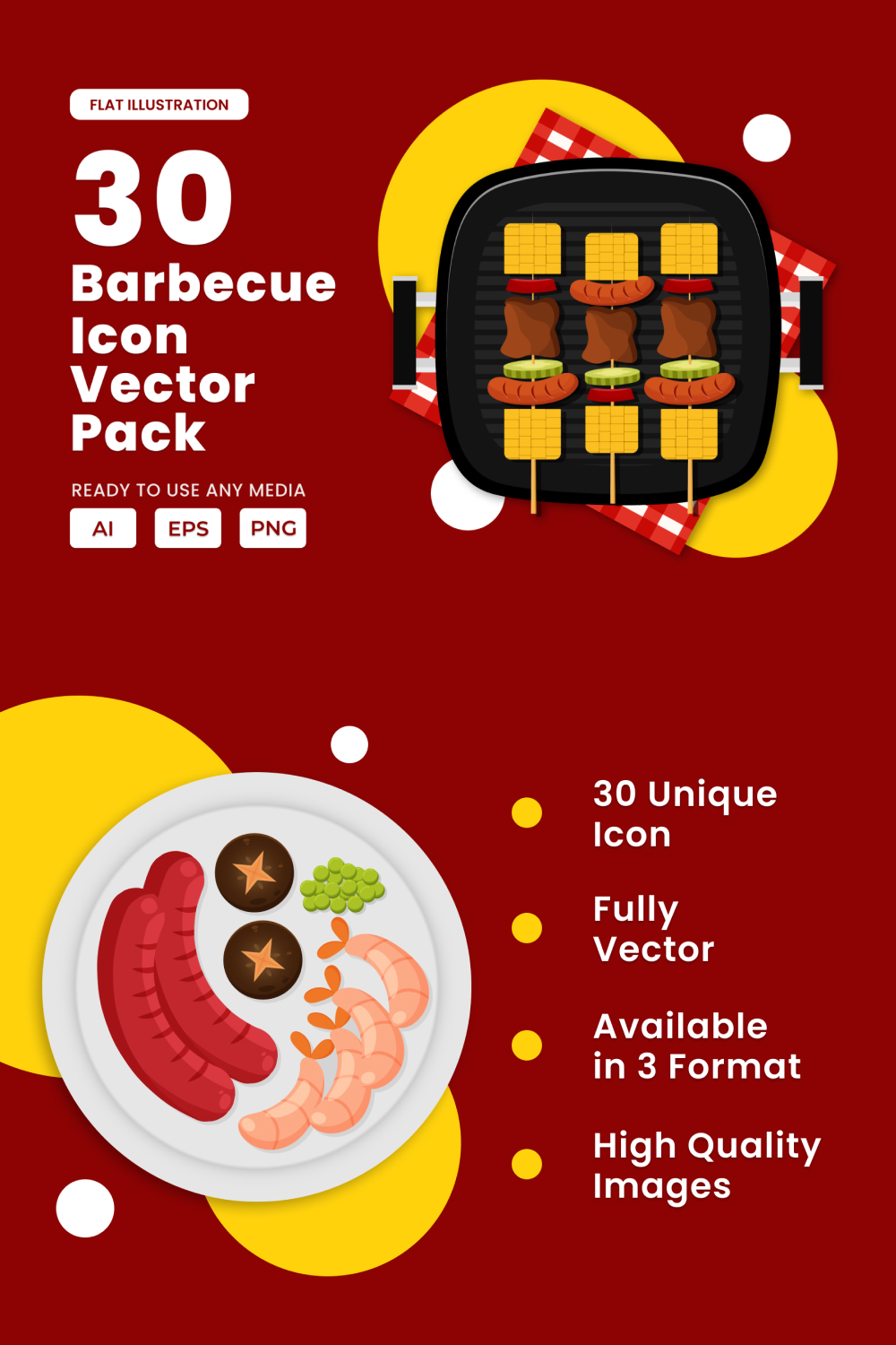 Barbecue 2D Icon Illustration Set pinterest preview image.