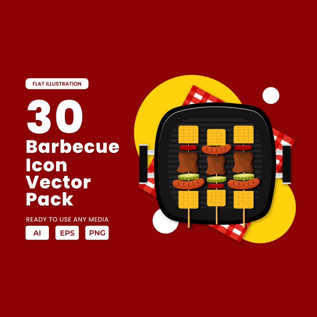 Barbecue 2D Icon Illustration Set preview image.