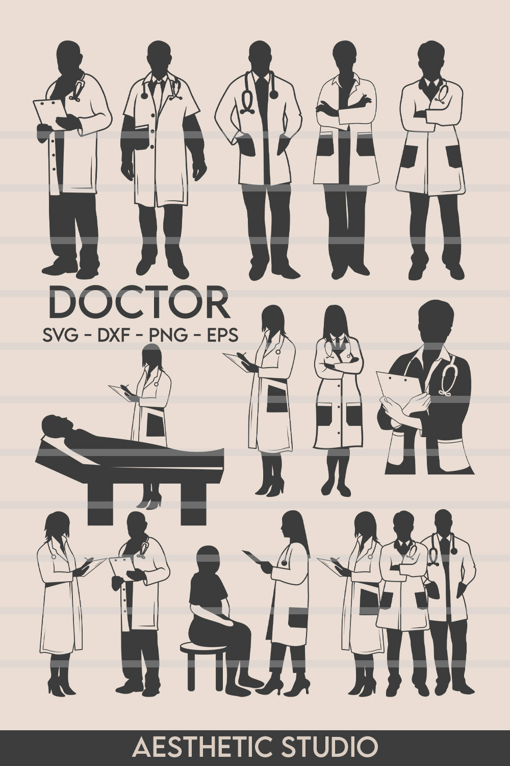 Doctor svg | Doctor | Doctor silhouette | Doctor Svg Bundle | Medical Svg | Doctor Cartoon | Stethoscope svg | female doctor svg | Male doctor svg | Doctor With Patient svg | Doctor Clipart| Vector Doctor, pinterest preview image.