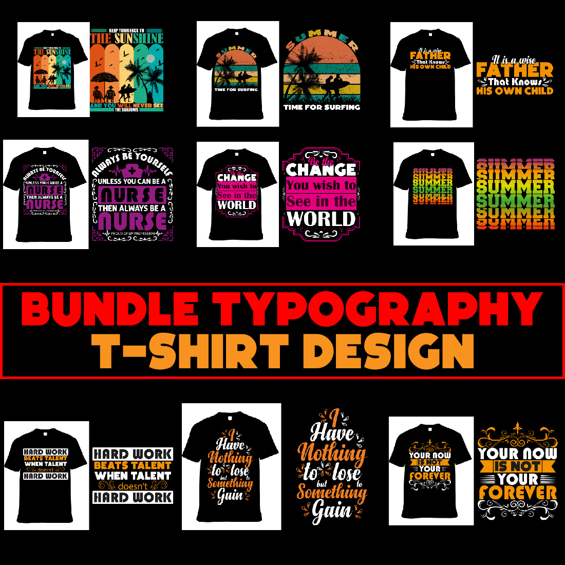 Custom Typography T-Shirt Design preview image.