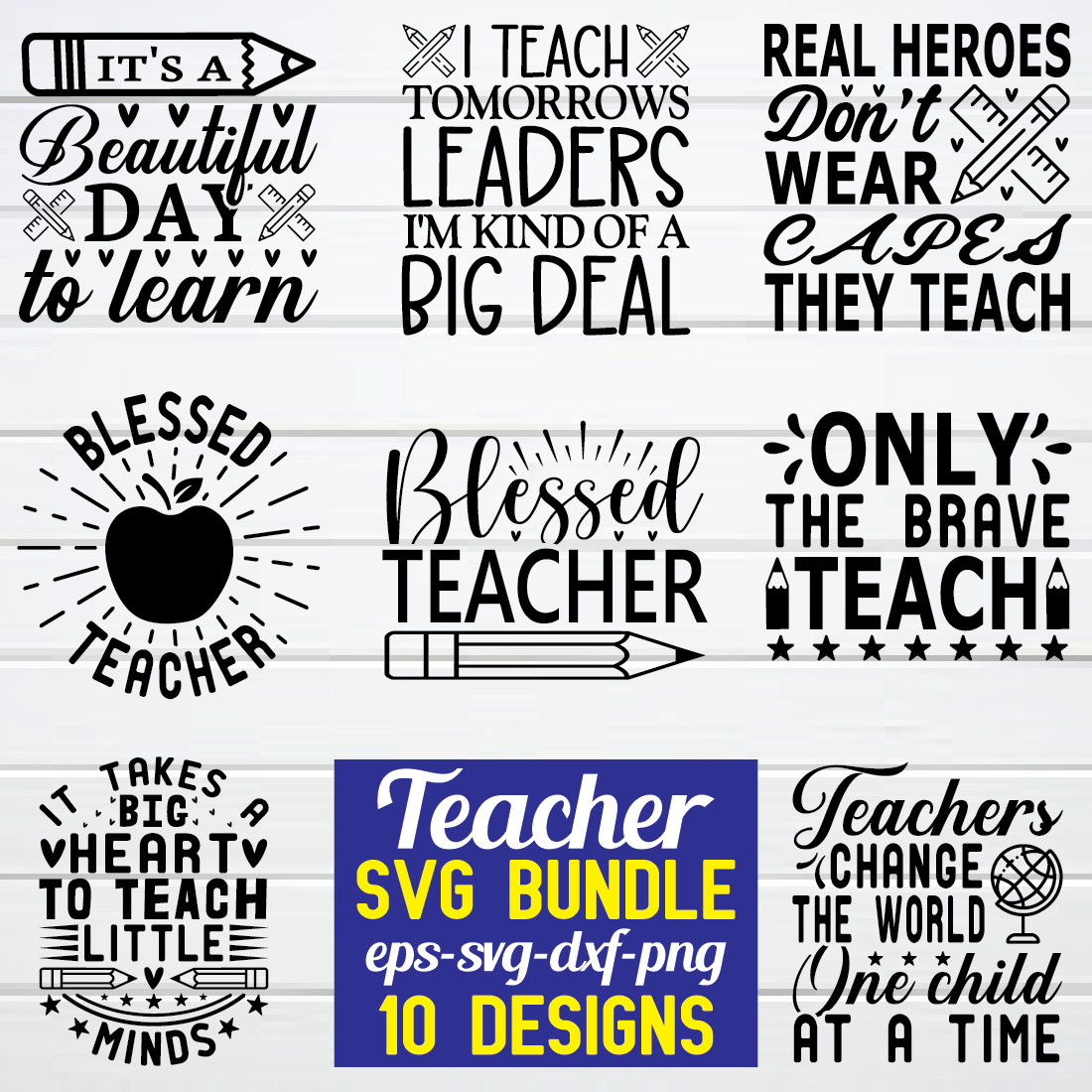 Teacher svg bundle preview image.