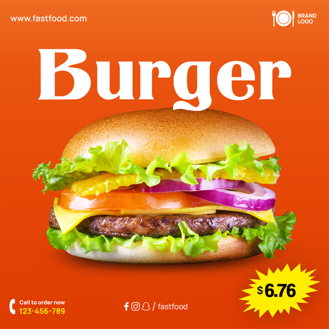 Delicious Burger High-Resolution Social Media Banner Template cover image.