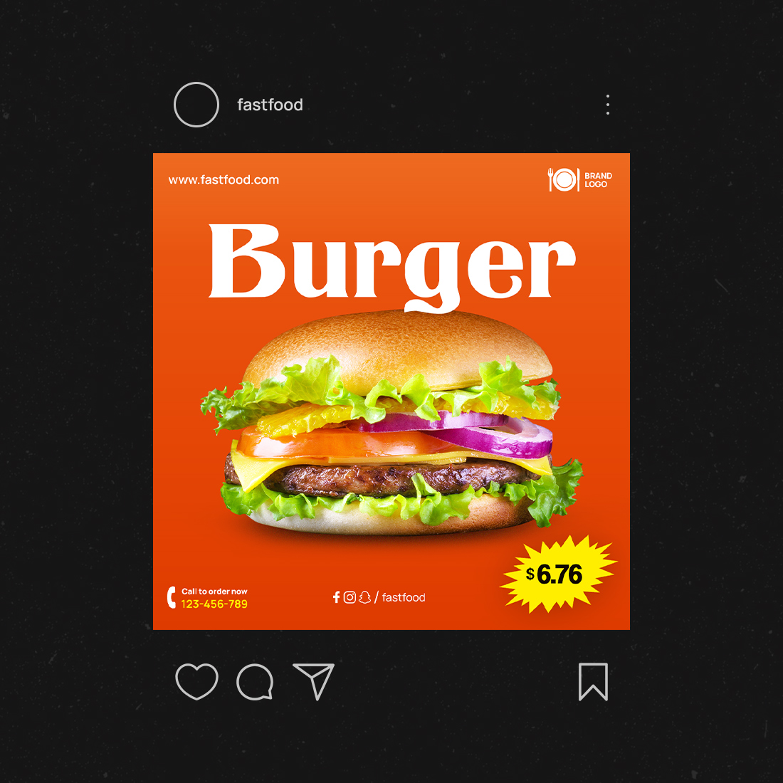 Delicious Burger High-Resolution Social Media Banner Template preview image.
