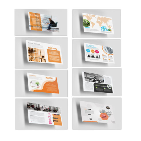 8 Print Design Business Portfolio Brochure Templates cover image.