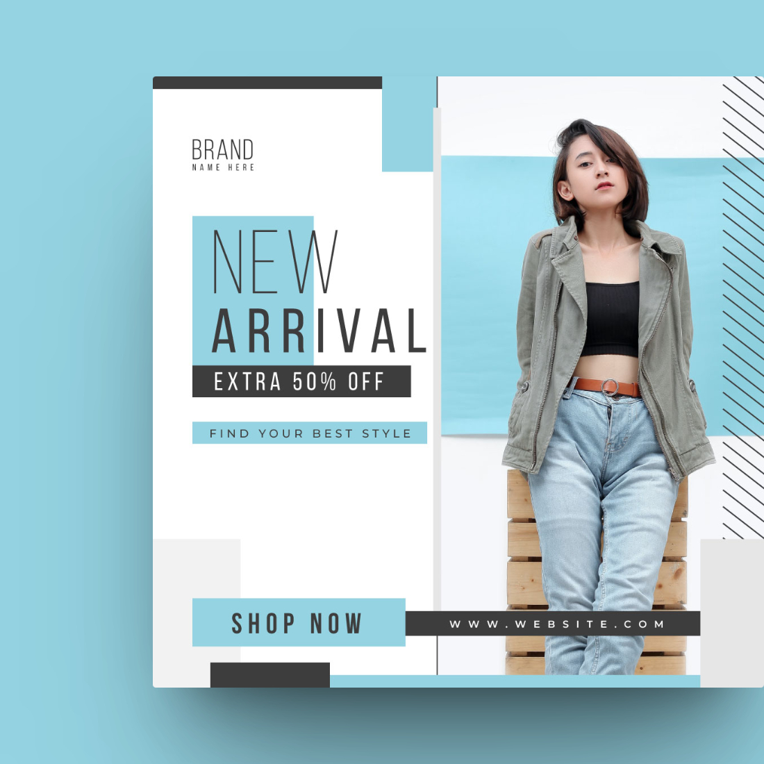 Woman Fashion sale Social Media Post Template for Instagram preview image.