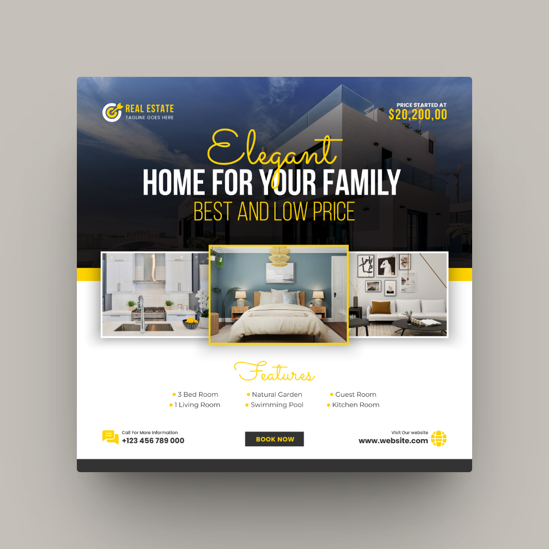 Elegant Real Estate Social Media Post Template cover image.