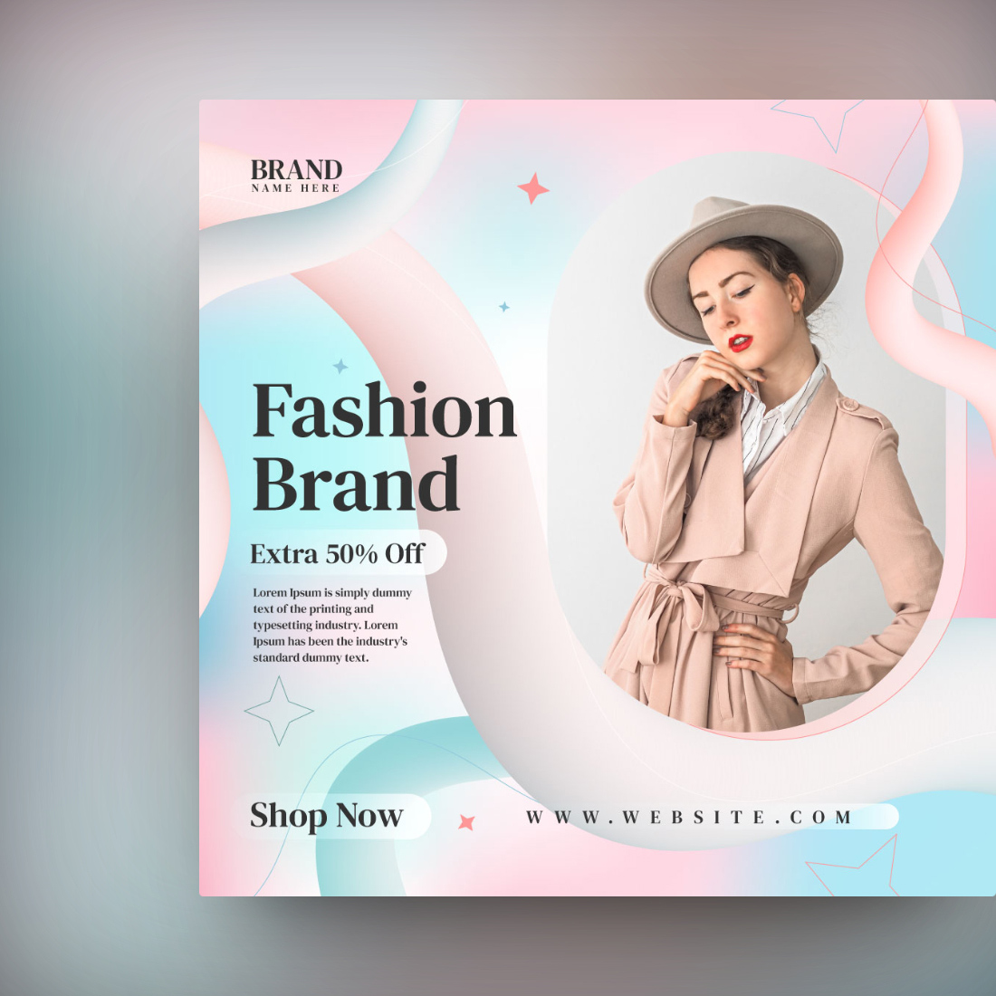 Fashion Sale Social Media Post Template for Instagram or Facebook preview image.