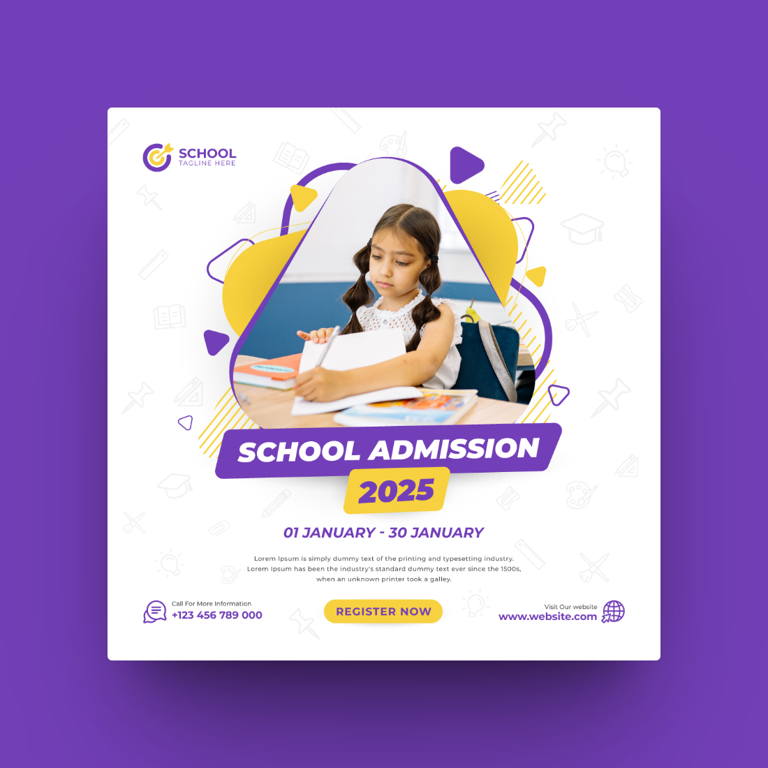 Kids Education or School Admission or Back to School Social Media Post Template cover image.