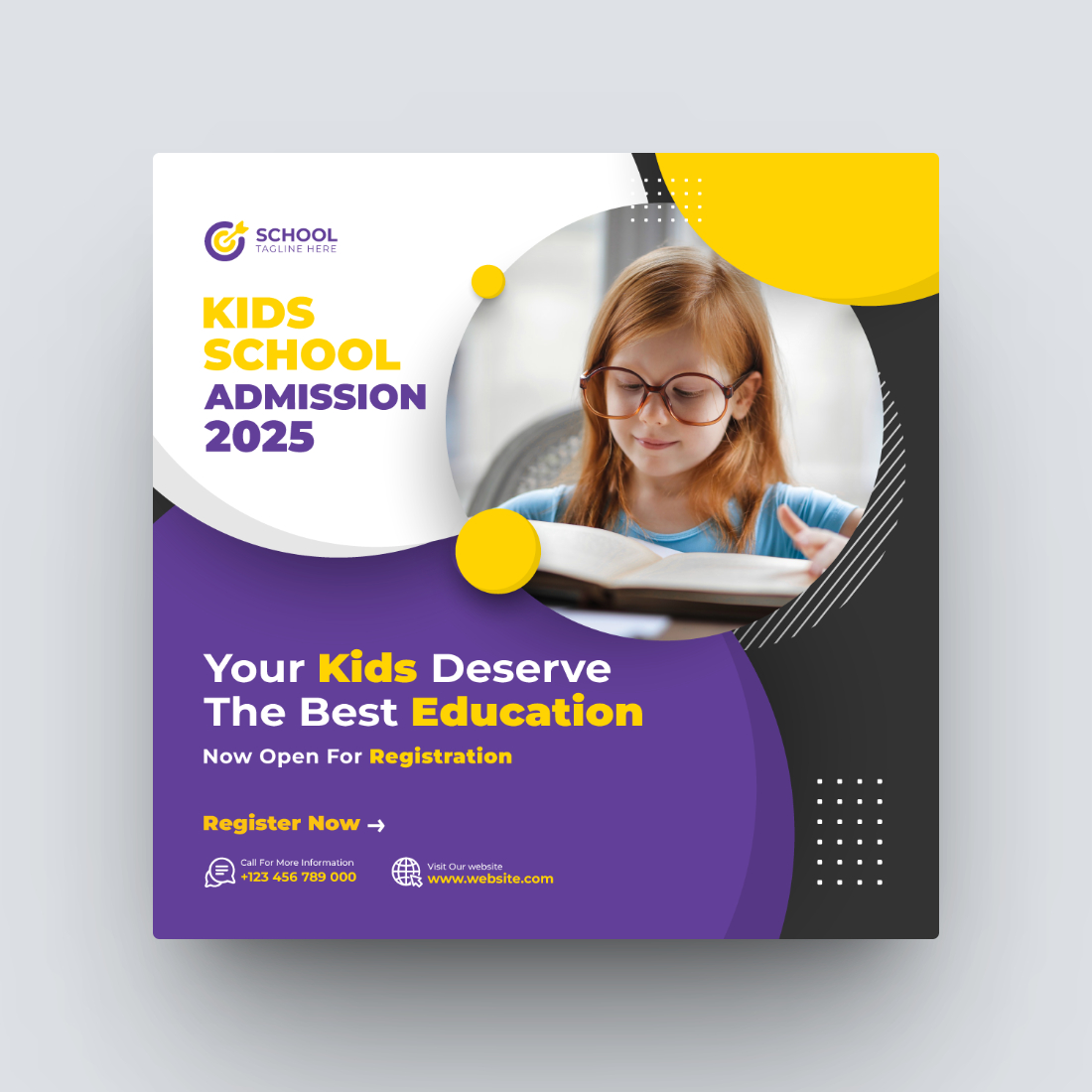 School Admission Or Kids Education Social Media Post Template cover image.