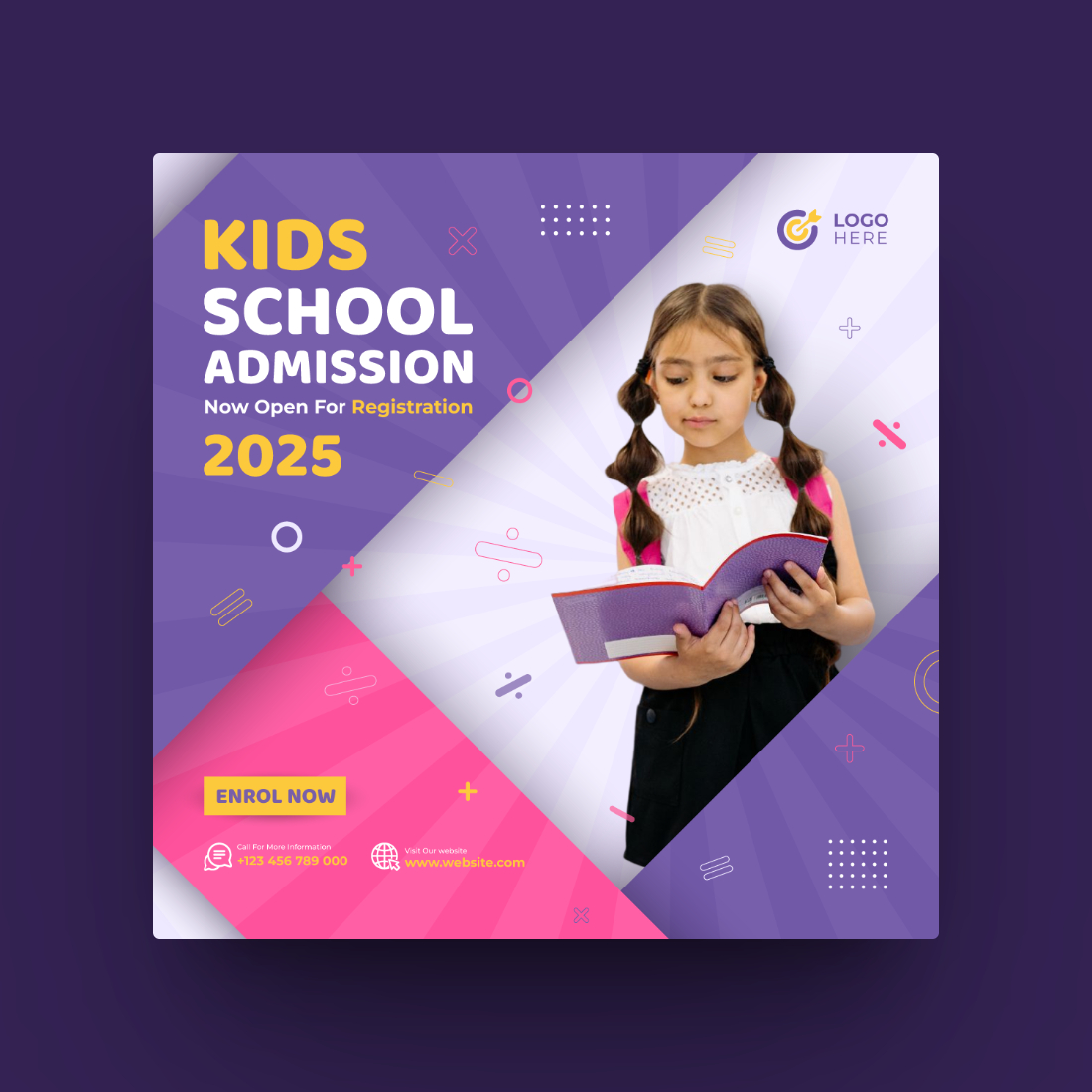 School Admission or Kids Education Social Media Post Template cover image.