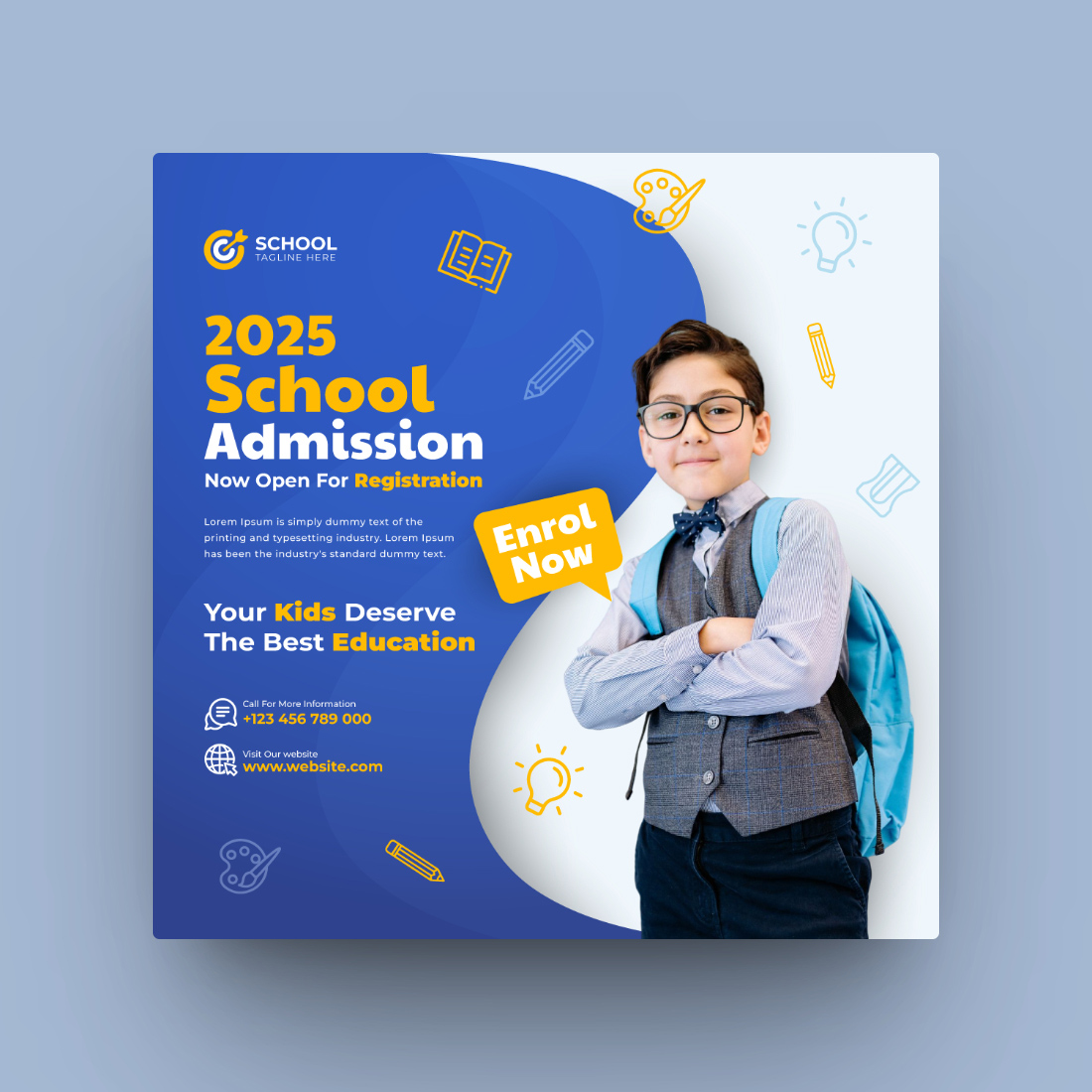 School Admission Or Kids Education Social Media Post Template cover image.