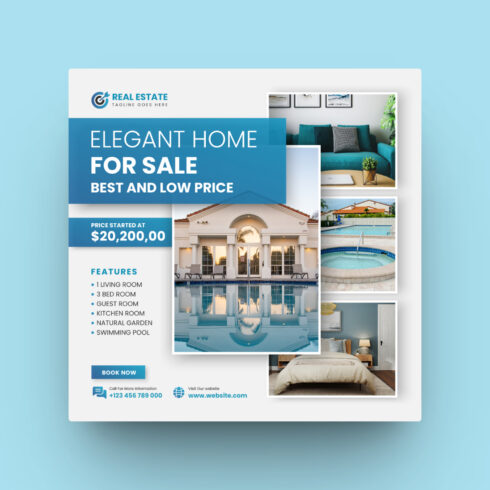 Elegant Real Estate Social Media post Template for Instagram cover image.