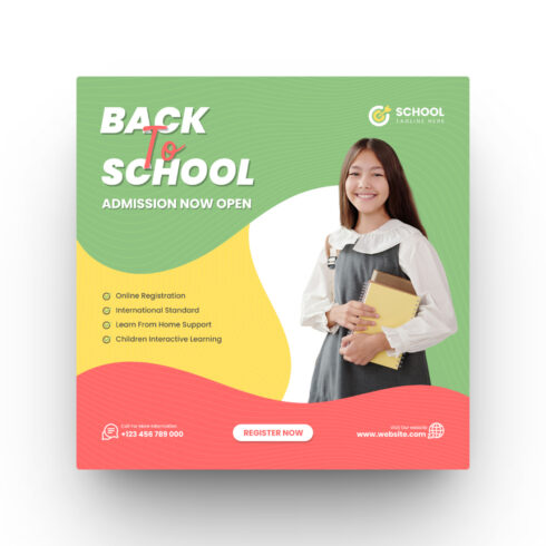 School Admission Or Back to school Social Media Post Template cover image.