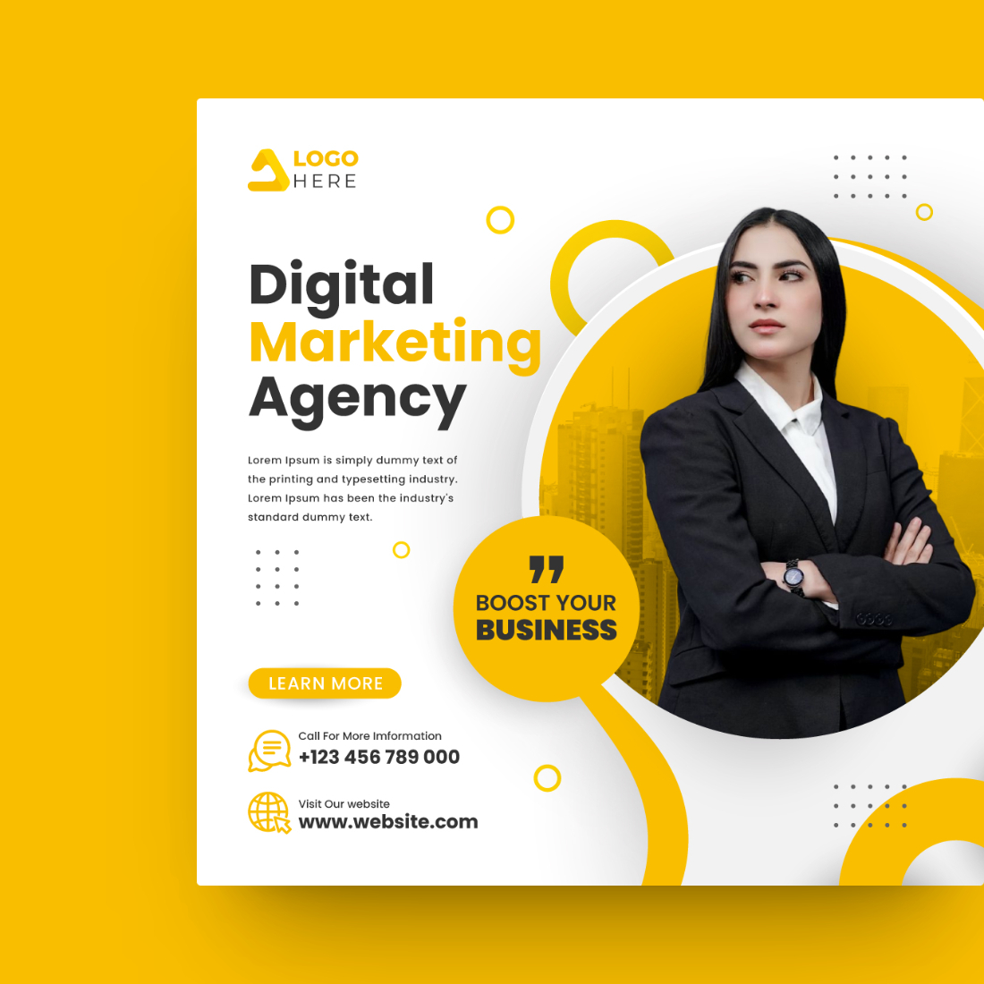 Digital Marketing Agency or Corporate Social Media post template preview image.