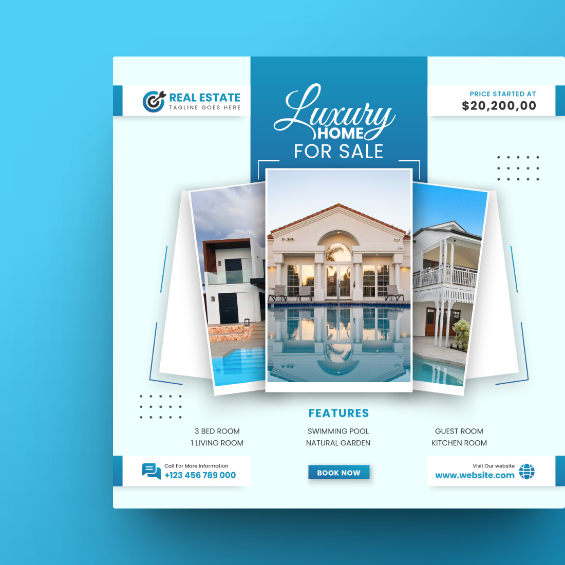 Real Estate Home Sale Social Media Post Template preview image.