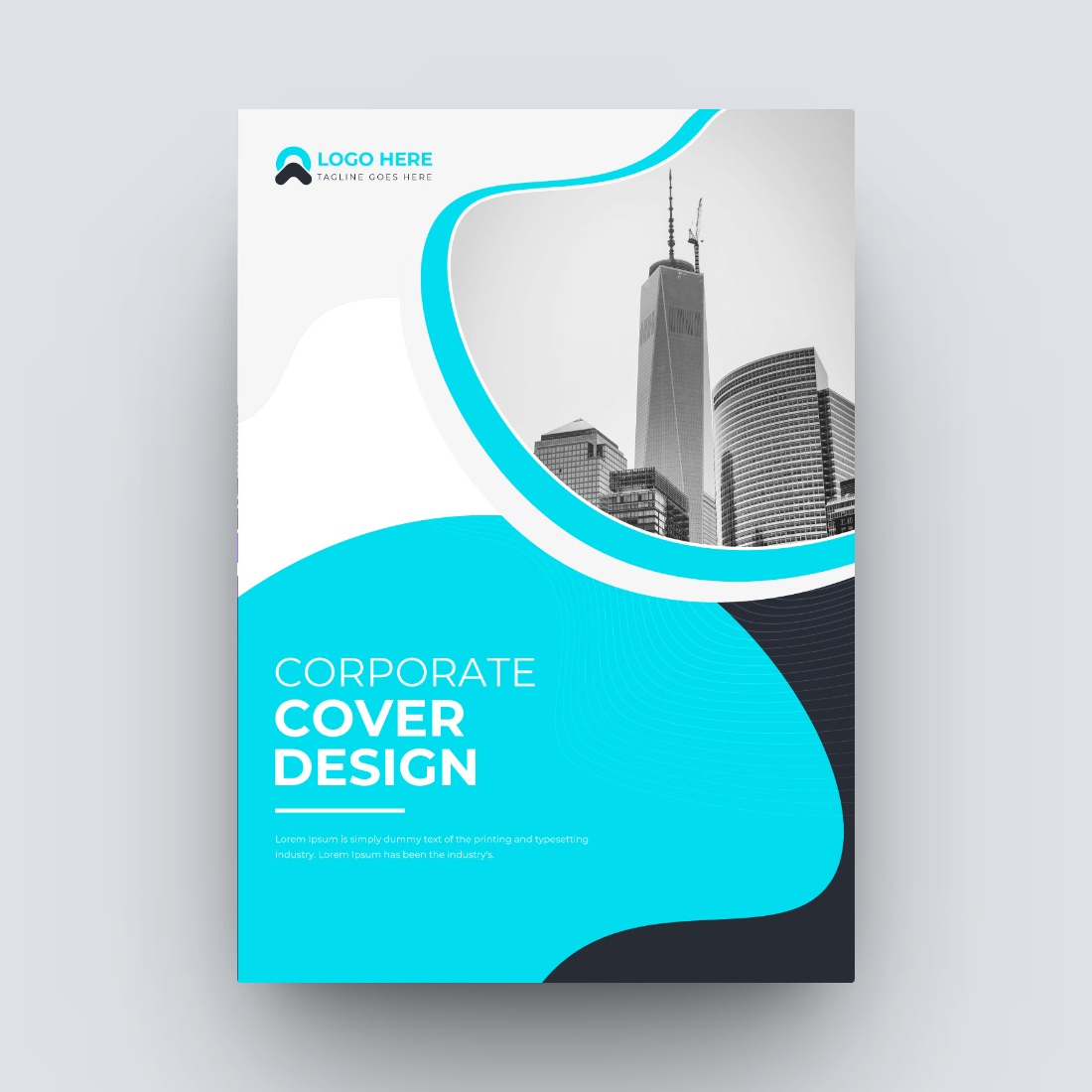Modern book cover or brochure cover page template design preview image.