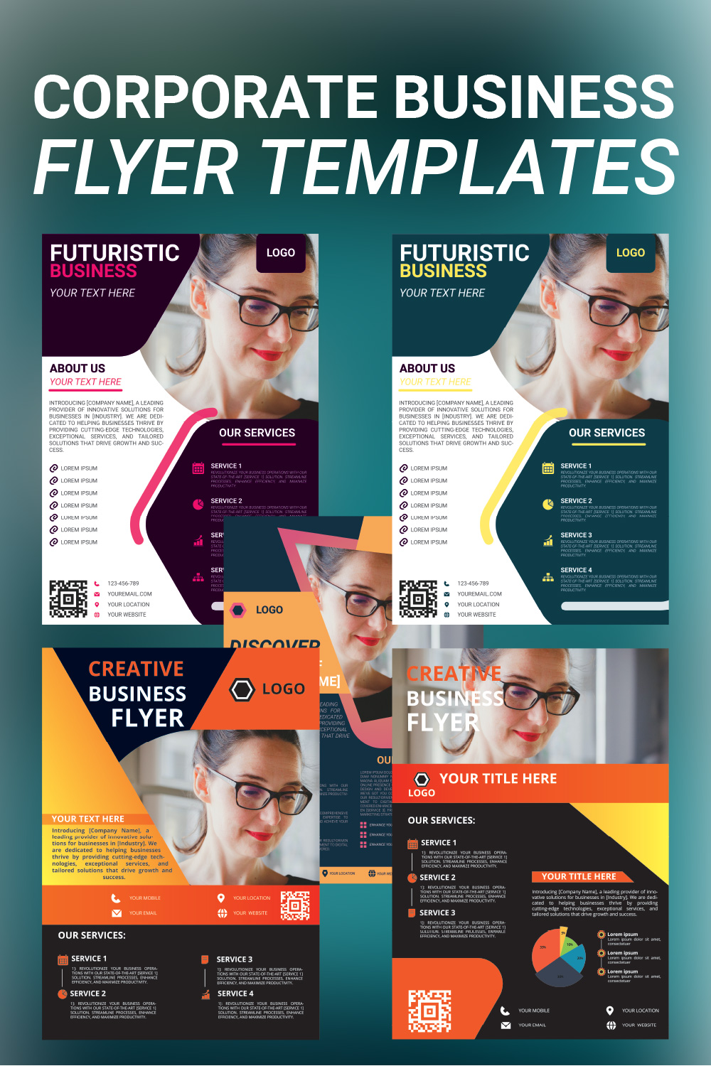 Corporate Business flyer templates pinterest preview image.