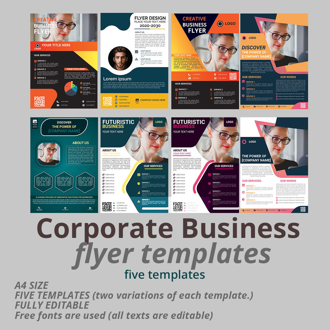 Corporate Business flyer templates preview image.