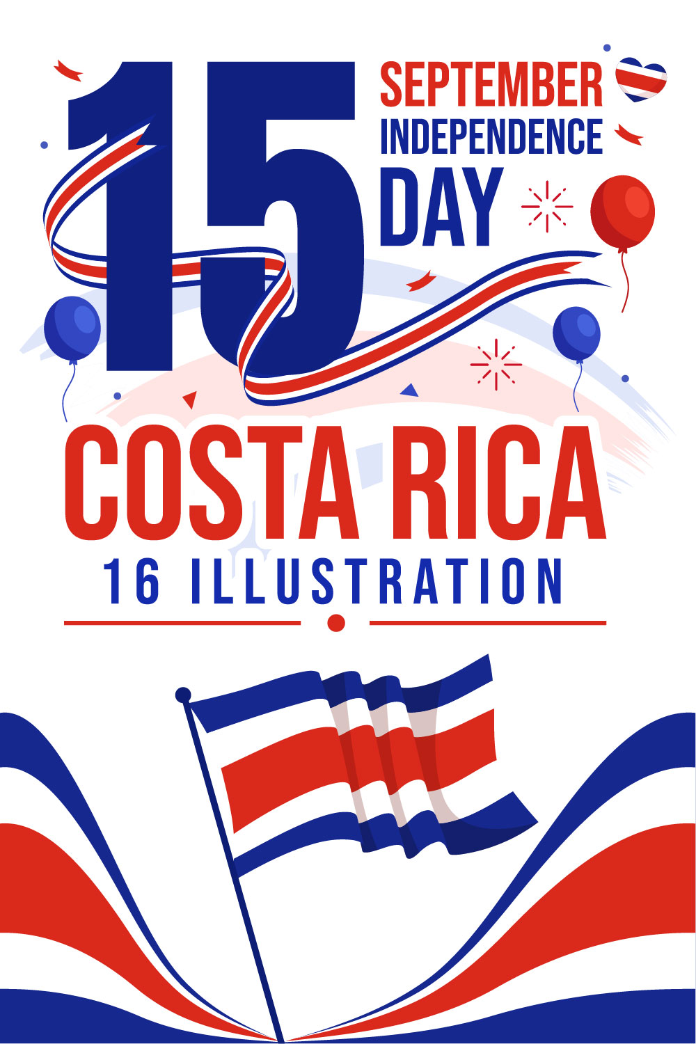 16 Happy Independence Day of Costa Rica Illustration pinterest preview image.