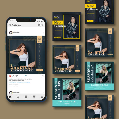 Fashion Trendy Social Media Post Template For Instagram cover image.