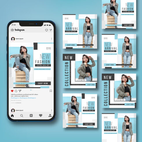 Woman Fashion sale Social Media Post Template for Instagram cover image.