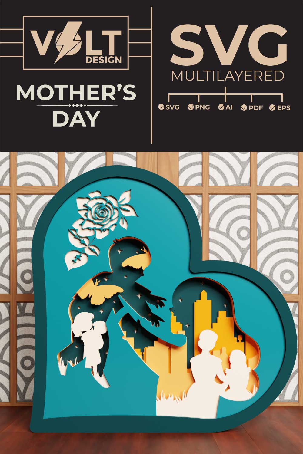 mothers day special 3D SVG Multilayered Cut Files pinterest preview image.